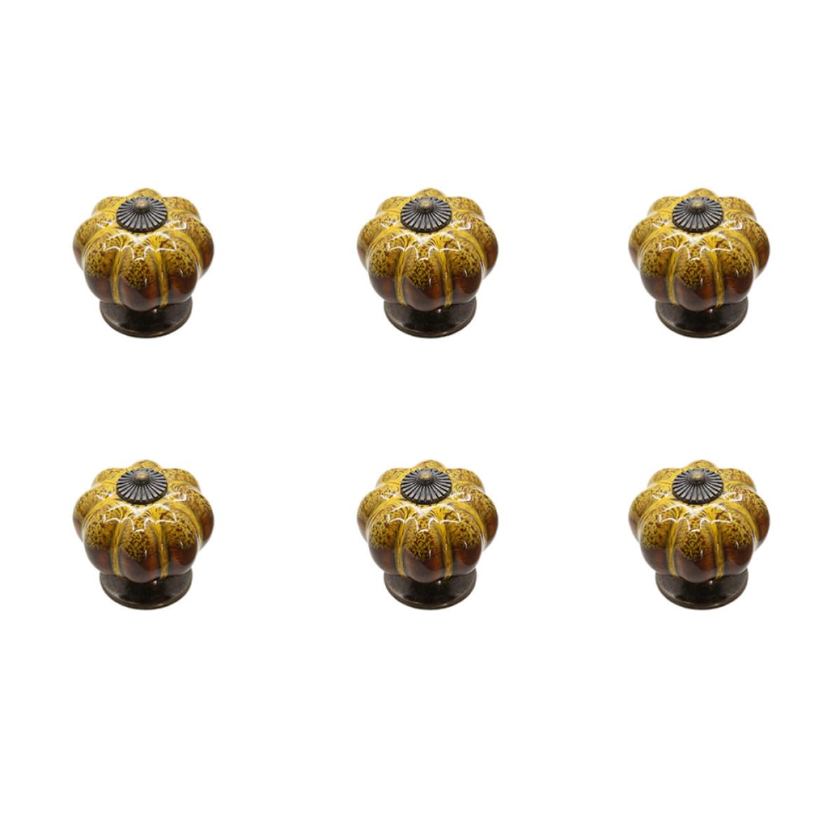 SOLUSTRE 18 Pollici Pomello per Mobili in Ceramica a Forma di Zucca, Maniglia per Armadio Classica Motivo Elegante, Resistente e Decorativa per Cassetti e Mobili