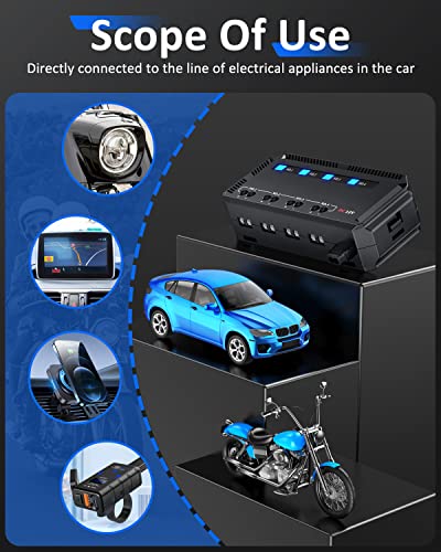 Extractme 12V Fuse Block, Universal 20A Motorcycle Fuse Relay Box Kit With Led Warning Indicator, Motorcycle Accessory Power Supply Unit 4 Circuits, Fuse Box Battery For 12 Volt Automotive Vehicles #TOP5