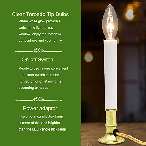GOOTHY-Electric-Window-Candles-Lights-with-Golden-Plated-Base-Plug-in-Christmas-Window-Candles-Lamp-with-C26-Clear-Lights-Bulb-Turn-OnOff-4-Pack GOOTHY Electric Window Candles Lights with Golden Plated Base Plug in Christmas Window Candles Lamp with C26 Clear Lights Bulb Turn OnOff 4 Pack