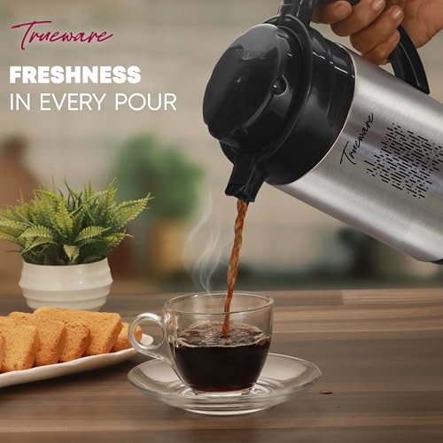 Image of Trueware URBAN1800 SS Insulated ISI Certified Flask - 1500ML,Tea Pot Kettle Water Jug | Hot & Cold | Leak-Proof Lid | Thermoware | Food Grade | High Grade Stainless Steel | Anti Finger Print Coating