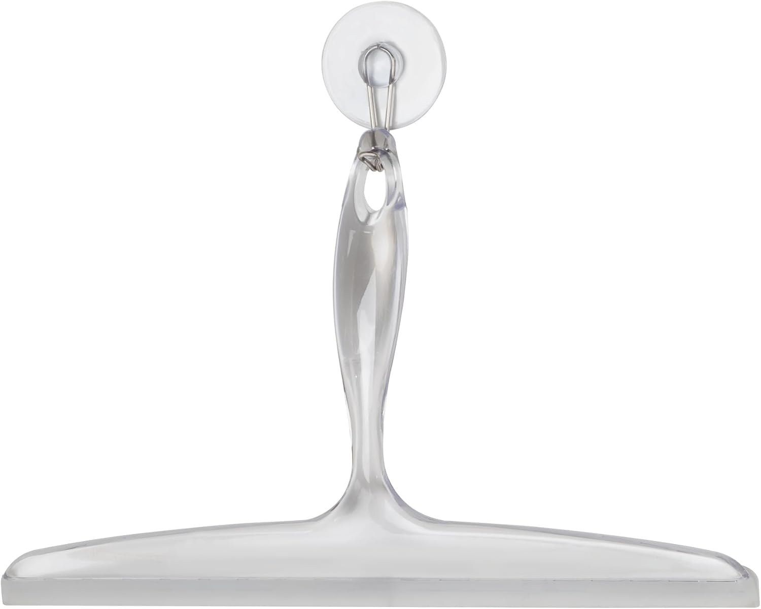 iDesign 12-Inch Clear Plastic Shower Squeegee with Suction Hook – Removes Steam from Glass Doors & Mirrors