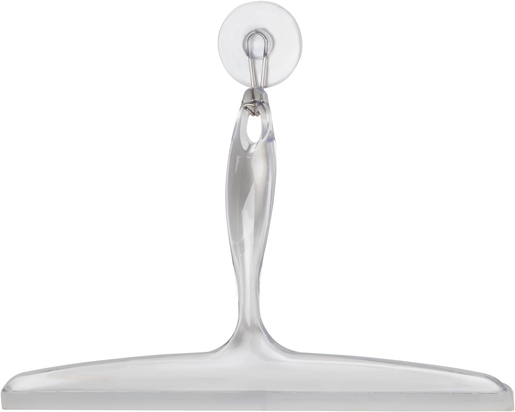 iDesign Plastic Bath Squeegee for Glass with Suction Hook Holder – 12", Clear