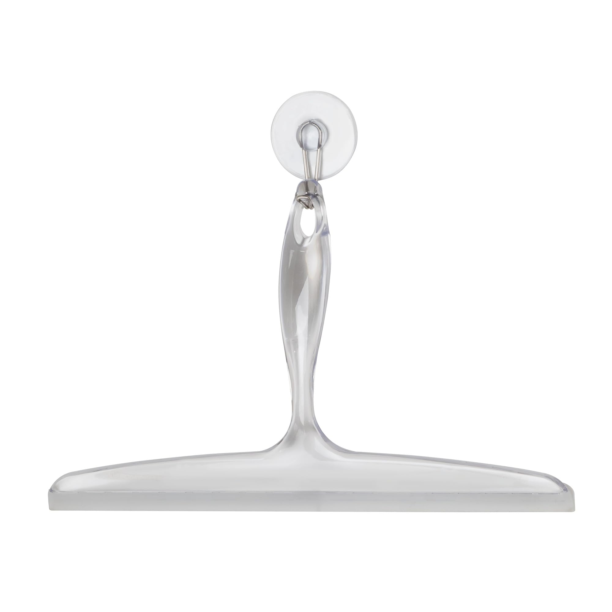 iDesign Plastic Bath Squeegee for Glass with Suction Hook Holder – 12", Clear