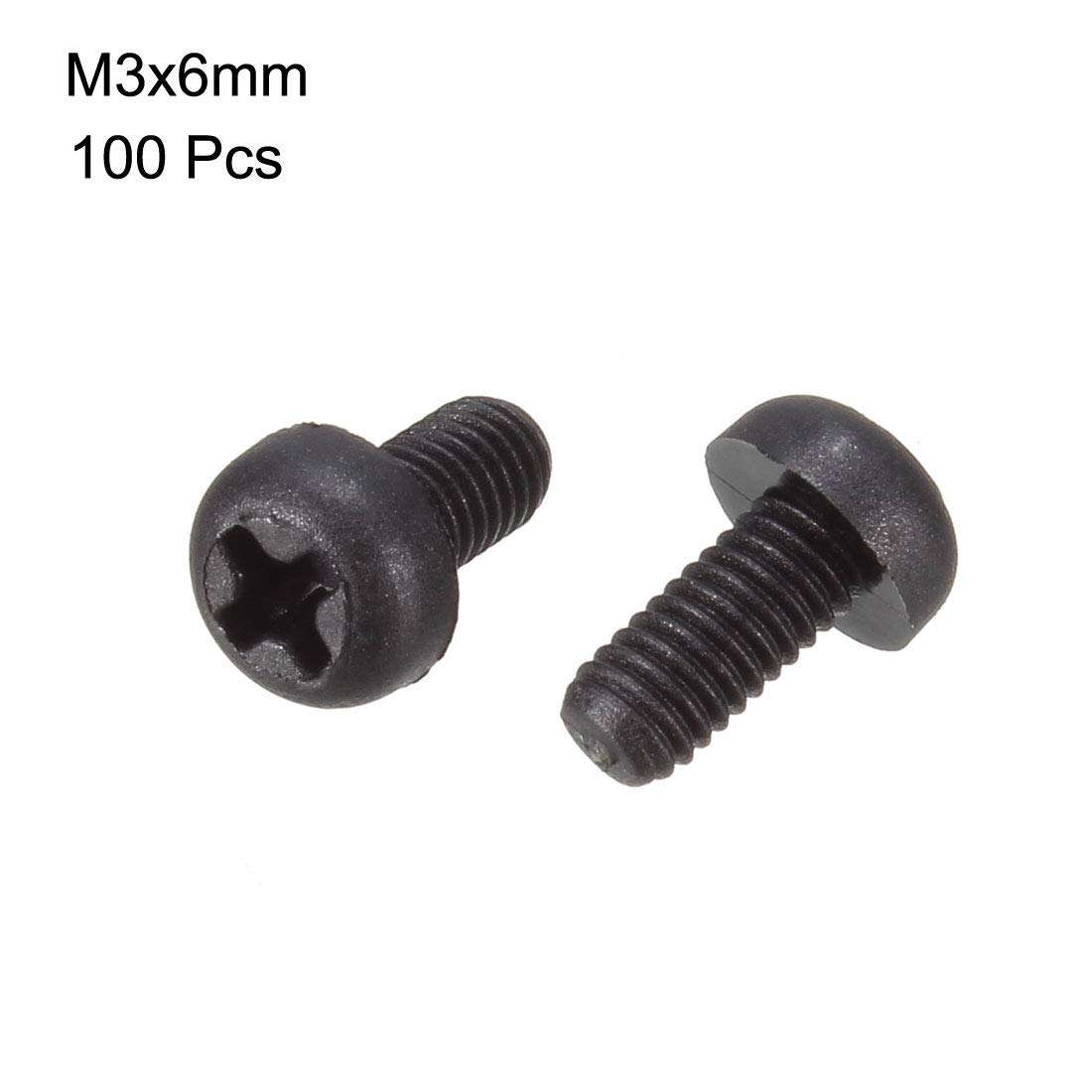 M3x6mm Phillips Machine Screws - 100pcs -2