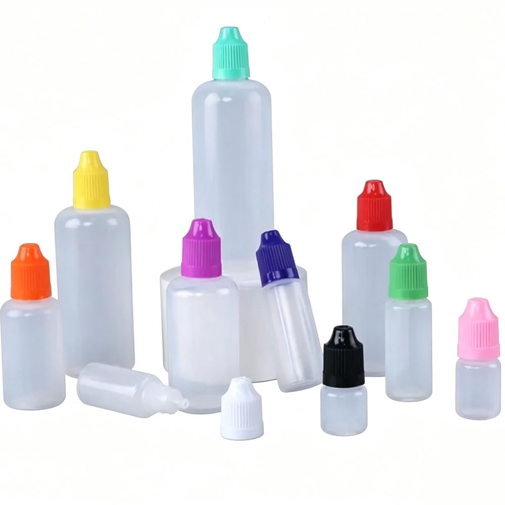 100 Stück 3/5/10/15/20/30/50/100/120 ml Leere LDPE Nachfüllbare Kunststoff-Squeeze-Tropfflasche Mit Abnehmbarer Kappe Flüssigkeits Füll Behälter Wasser Farbe Tinte Container (Himmelblau,120ml)