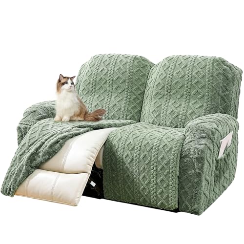 Image of JOKIVTOU Loveseat Recliner Covers 6 Pieces Reclining Sofa Slipcovers with Pocket& Elastic Bottom, 2 Seaters Lazy Boy Non Slip Love Seat Sofa Couch Slipcover, Thick Soft Feel, Washable
