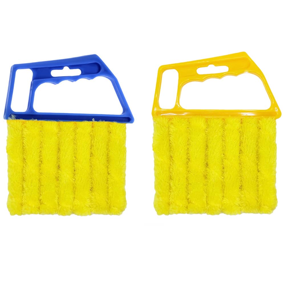 Pgirgyq Yellow 2 Pcs Blind Cleaner Reusable Window Blind Duster Brush Washable Vent Venetian Blind Cleaner Tool With 7 Roller System For Venetian Blinds Air Conditioner Car Ac