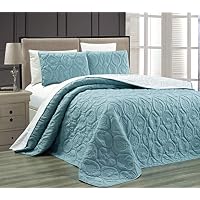 GrandLinen - Set di biancheria da letto composto da 3 pezzi, con copriletto reversibile, per letto matrimoniale, king e king size, Microfibra, Grey, White, Purple Floral, Oversize Queen