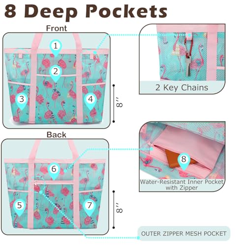 Image of Fammart Large Mesh Beach Bag for Women, Oversized Beach tote Swim Pool Bag