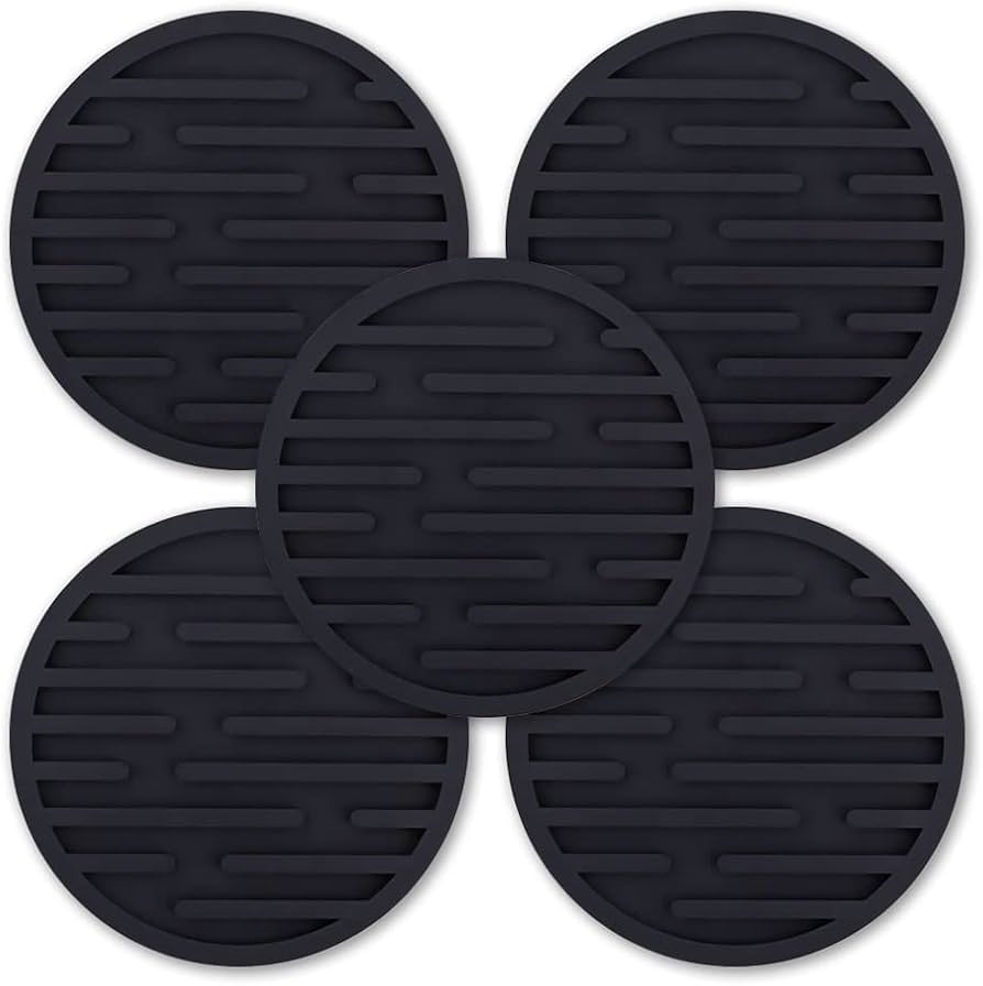 黒のコースター Amazon｜シリコン製コースター 5枚セット ブラック 丸型 水切り溝付