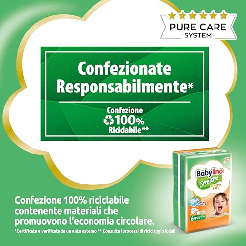Babylino Sensitive Cotton Soft, Pannolini Taglia 6, Extra Large (13-18Kg), 114 Unità - 9
