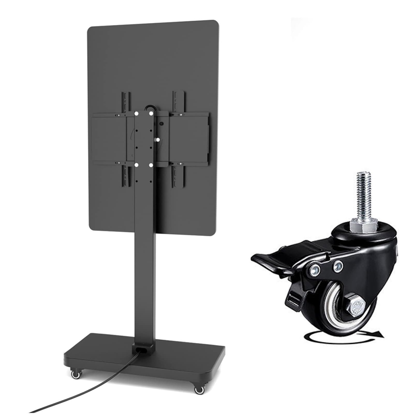Carrello TV Mobile su Ruote - Supporto Girevole per Schermo Orizzontale e Verticale, Supporto TV Portatile da Pavimento, per schermi Piatti LED da 32-65 Pollici, Fi,