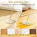 String Wet Mop for Floor Cleaning,Industrial Cotton Mop with Long Handle, Regular Mops for House Kitchen Bathroom Garage Office Hardwood Concrete Tile Floors,Yellow