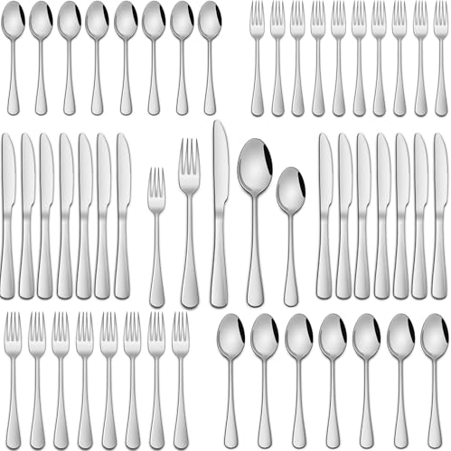 Image of DEHOV 30-Piece Cutlery Set, Premium Stainless Steel Cutlery Set, Service for 6, Mirror Polished Cutlery Set for Home, Kitchen, Restaurant, Hotel, Set of