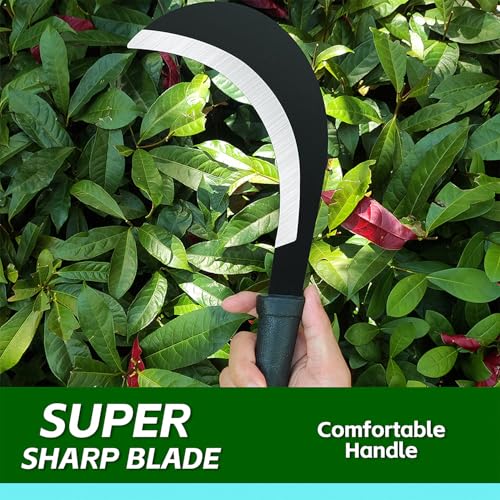 ZOOM.LZ Weeding Sickle Machete Garden Tool Brush Clearing Sickle with Carbon Steel,Thick Blade Gardening Sickle Machete for Yard Work,Harvest Knife,Farm Tool - Thumbnail 4