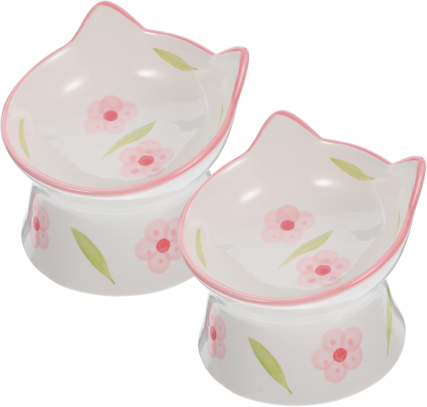 2pcs Elevated Cat Bowl for Food and Water Capacity Food Feeder Pet Supplies Cat Neck Protection Bowl