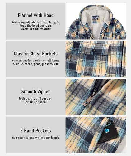 Image of GEEK LIGHTING Men's Flannel Shirts Jacket Sherpa Lined Fleece Plaid Hoodie Long Sleeve Winter Warm Coat