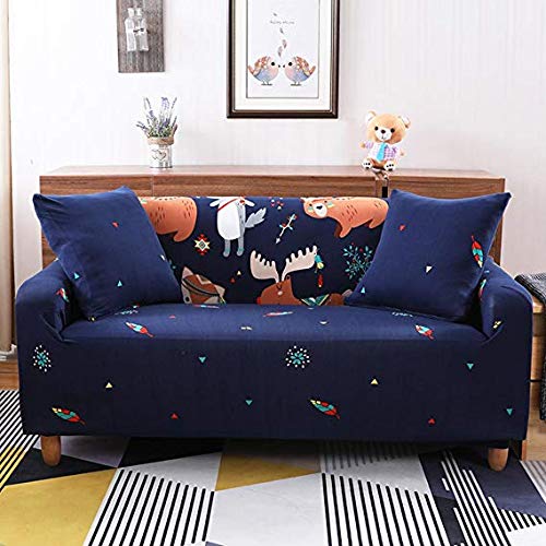 Housse de canapé stretch pour rénover un fauteuil usé motif animaux dessin animé