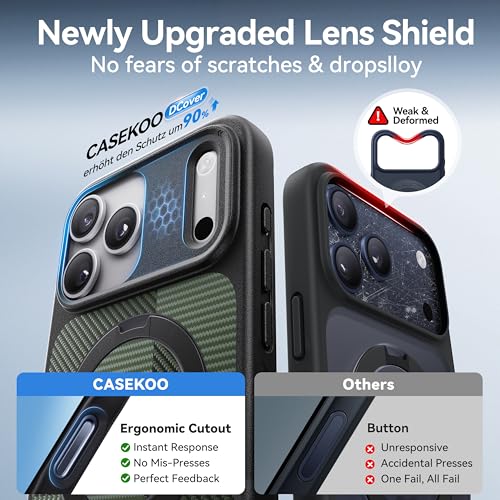 Image of CASEKOO Ultra-Magnetic Stand for iPhone 17 Pro Case, Matcha Green | [Military Drop Protection] [Compatible with MagSafe] Shockproof Translucent Matte Slim Ring for iPhone 17 Pro Phone Case 6.3 inch