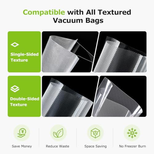 Image of Bonsenkitchen Vacuum Sealer Machine, Globefish Technology for Perfect Vacuum Sealing, Powerful Low-Noise Food Vacuum Sealer with Easy Handle Design, Built-in Cutter & Bag Storage, 1 Bag Roll & 10 Bags