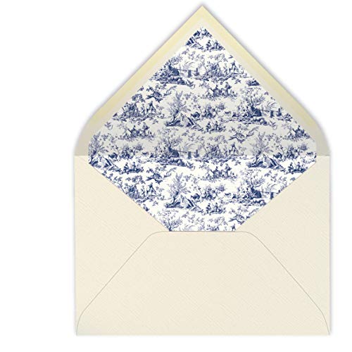 sobres forrados CLÁSICO MARFIL- TOILE ESTAMPADO- 22,5x16,5 cm (azul marino)