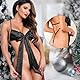 MACQIU Sexy Body Damen mit Satinschleife,Sexy Dessous Damen für Sex,Dessous Set Sexy Outfit mit Tange,Unterwäsche hochwertig erotisch Reizwäsche Set (Schwarz)
