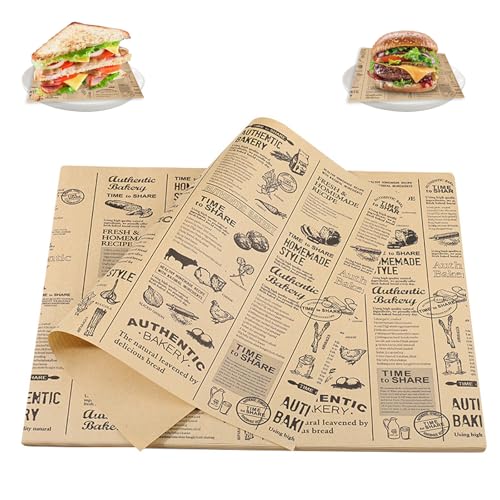100 Piezas 38×28cm Papel Antigrasa Para Alimentos, Papel Para Envolver Alimentos Para Alimentos, Queso, Sándwiches, Panes, Papas Fritas, Hamburguesas, Pasteles