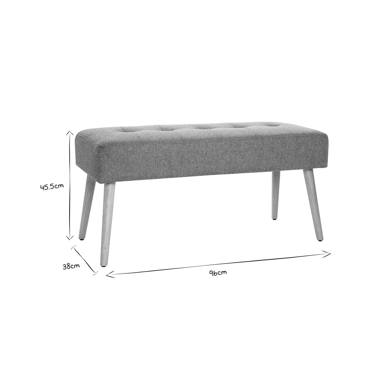 Miliboo Banc scandinave capitonné en Tissu Effet Velours texturé Beige et Bois Clair L96 cm GUESTA
