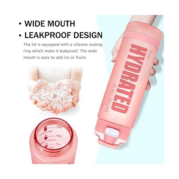 Fidus-32oz-Motivational-Water-Bottle-with-Time-Marker-Chug-Lid-Leakproof-BPA-Free-Tritan-Wide-Mouth-Ensure-You-Drink-Enough-Water-Daily-for-Fitness-and-Outdoor-Activity Fidus 32oz Motivational Water Bottle with Time Marker & Chug Lid, Leakproof BPA Free Tritan Wide Mouth, Ensure You Drink Enough Water Daily for Fitness Light Pink