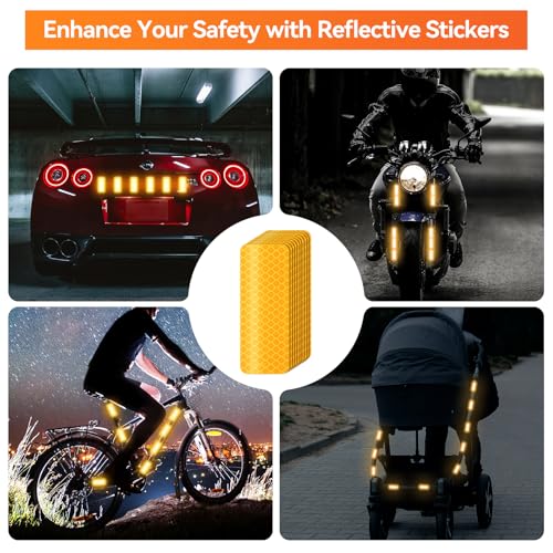 Image of 60Pcs Reflective Stickers, Warning Safety Reflective Sticker, Bike Stickers, Mailbox Reflectors, Reflective Stickers for Clothing, Reflective Helmet Stickers