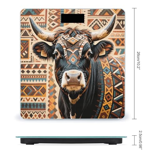 Báscula Digital de Baño con Diseño Étnico Azteca y Vidrio Templado miniatura 2