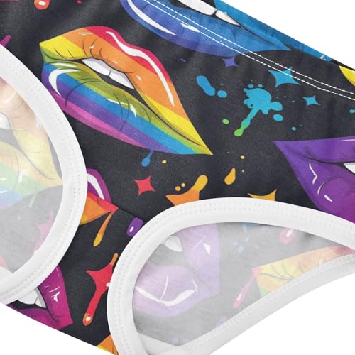 Wusikd Rainbow Girls' Underwear Cotton Colored Lips Girls Briefs Soft Toddler Underwear 2T4