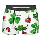 ZORIN Herren-Boxershorts, Hipster, Boxershorts, Kleeblatt, Marienkäfer, elastisch, für Herren, Schwarz , M
