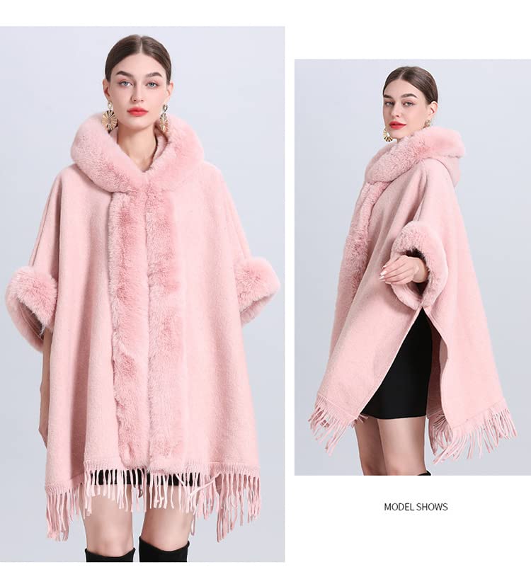 Scialle Elegante Donna Cerimonia,Mantella in Maglia da Donna con Cappuccio, Scialle, Cardigan, Poncho, in Pile Invernale, Calda Sciarpa Oversize, Coperta Lavorata A Maglia, Elegante Mantell