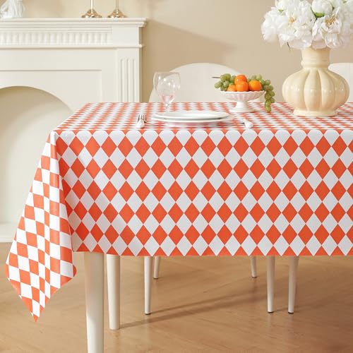 HOMOHEINI Rectangle Table Cloth, Vinyl Tablecloth, 60" x 120", Orange