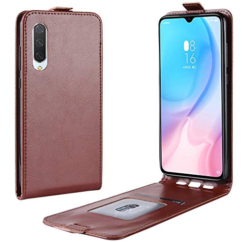 Étui vertical Xiaomi MI CC9 en cuir Crazy Horse marron à clapet haut et bas