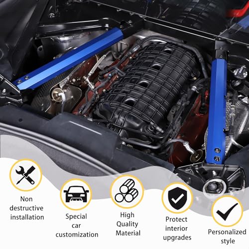 Image of CHEAYAR Engine Bay Panel Cover Compatible with Chevrolet Corvette C8 2020-2023, Engine Shroud Cover Panel Trims, C8 Accessories 2PCS (Engine Rod - Blue)