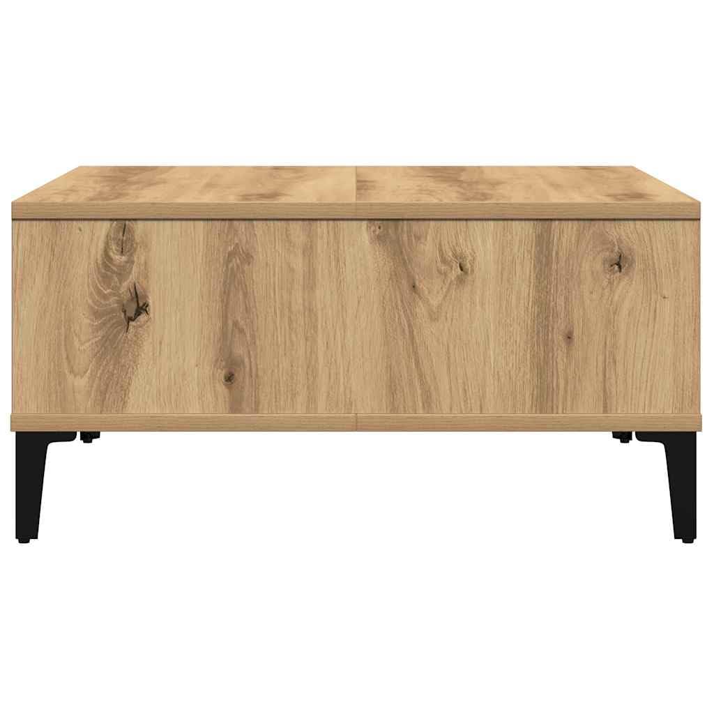 Mesa de centro Artisan roble 60 x 60 x 30 cm robusta mesa de madera con estante diseño moderno para salón sofá auxiliar pequeño compacto