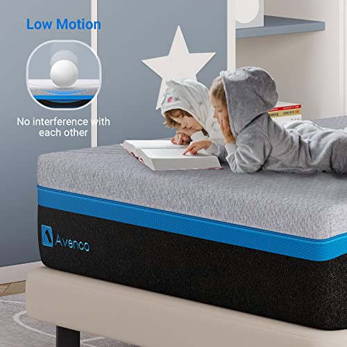 Image of Avenco Twin Mattress, 10 Inch Mattress in a Box Twin Size with Gel Memory Foam & Breathable Cover, Pressure Relieving, Twin Bed Mattress Medium Firm Supportive, CertiPUR-US Certified