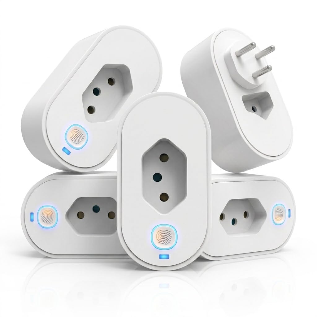 Kit Tomada Inteligente Smart Plug Wi-Fi Bivolt com Medidor de Consumo de Energia,
