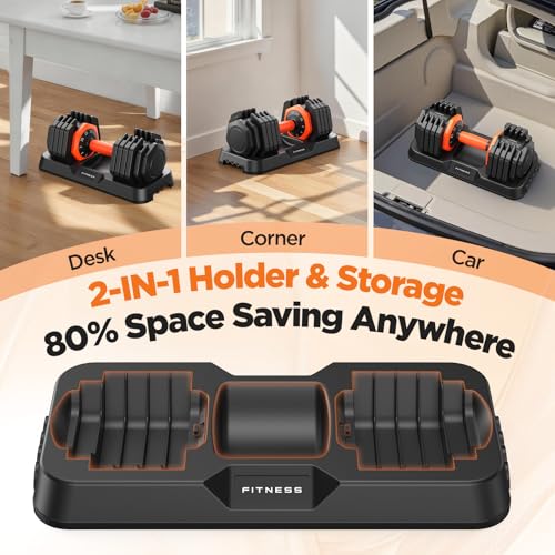 Image of FEIERDUN Adjustable Dumbbell Set, Weight Set for Home Gym, 5 /10-in-1 Free Weight Adjustable Dumbbells, Single Hand Twist Adjust with Non-Slip Handles, 90% Space Saving Strength Training for both Men&Women