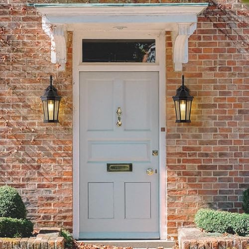 Image of Outdoor Wall Lantern, 16'' Black Outdoor Wall Light Fixtures
