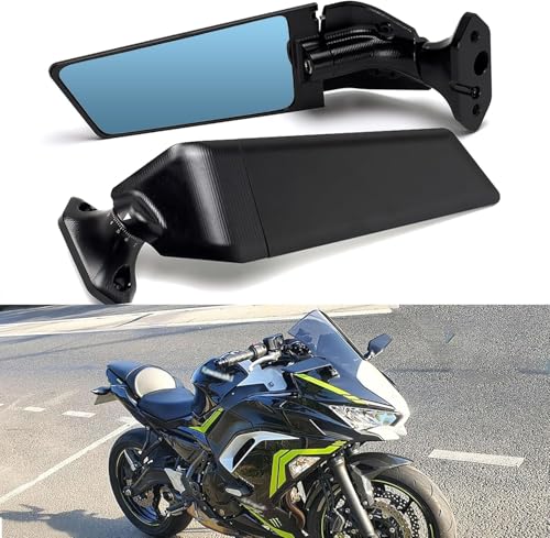 XINGWU PRO Rearview Mirrors Adjustable Stealth Mirror Anti-glare Wing Winglet Rotating Side Mirror Winglet Wind Wing for Ninja 400 NINJA 650 ZX6R ZX-636 ZX10R 2018-2025
