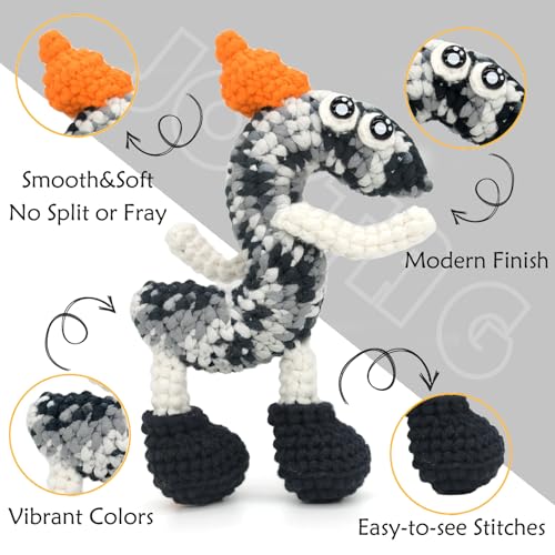 Image of 3 Pack Rainbow Beginner Crochet Yarn for Crocheting Knitting Multicolor Cotton Crochet Yarn for Beginners with Easy-to-See Stitches Cotton-Nylon Blend Easy Yarn for Beginners(Pink White Grey)