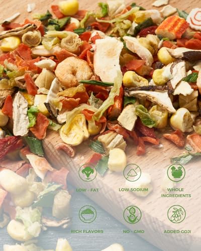 Image of Ramen Toppings Seafood Mix 14oz, 11 Ingredient Dried Seafood & Vegetable Blend with Goji, Savory Umami Flavor Upgrade Instant Noodles, Non-GMO, Low Sodium, Up To 20 Servings