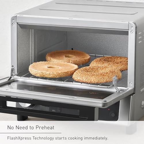 Image of Panasonic FlashXpress Toaster Oven Countertop, Compact 4 Slice Toaster Oven w /Double Infrared Heating, PFAS-free, 6 Auto Cook Options & Precise Temperature Control, 1300W - NB-G200P (Stainless Steel)