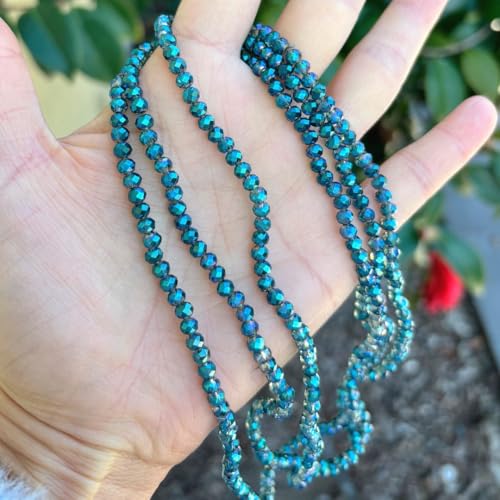 Image of 500pcs Czech Faceted Rondelle Crystal Glass Loose Beads 4mm Small Tiny Spacer Bulk Green Peridot Shimmer for DIY Craft Jewelry Making CCR436
