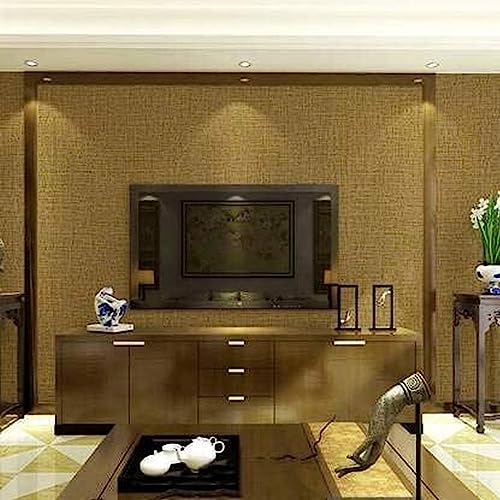Image of Univocean Brown Linen Pattern Peel & Stick Self Adhesive Wallpaper for Home Decor (500 x 45 cm)