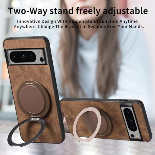 Coque Pixel 8 Pro avec anneau et protection écran silicone marron - 4