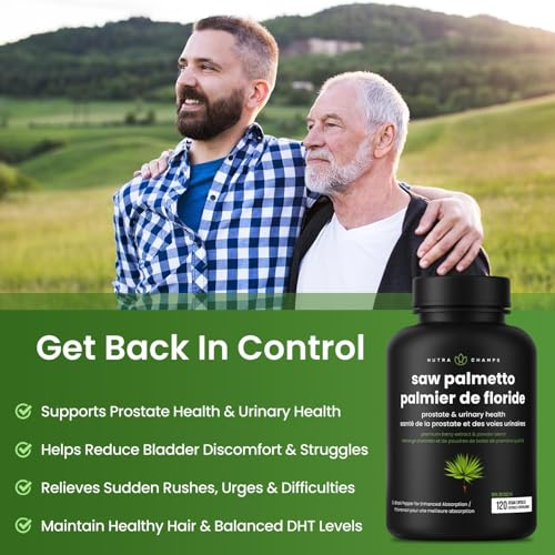 NutraChamps Saw Palmetto for Men & Women with Saw Palmetto Extract, Berry Powder & Herbal Blend - Supports Healthy Prostate, Urination Frequency, DHT Blocker & Hair Loss Prevention - 120 Capsules - Image 3